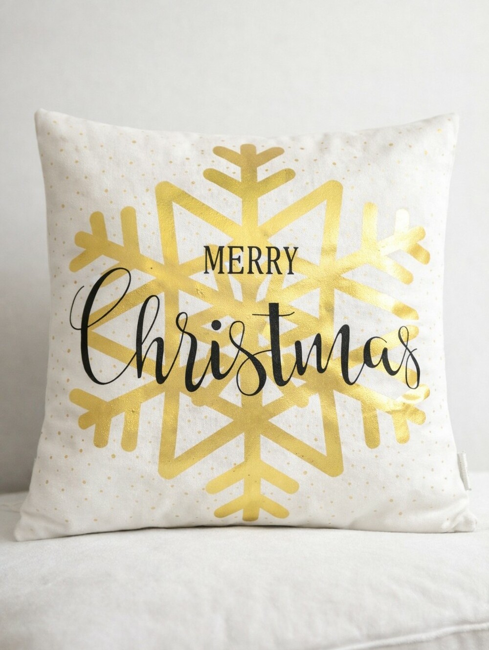 Metallic Gold Snowflake Christmas Pillow Cover • Modern Glam Holiday Decor